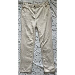 Vintage 90s Woman Within Cream 100% Cotton Pants‎ 14W Tall Classic Fit Cottage